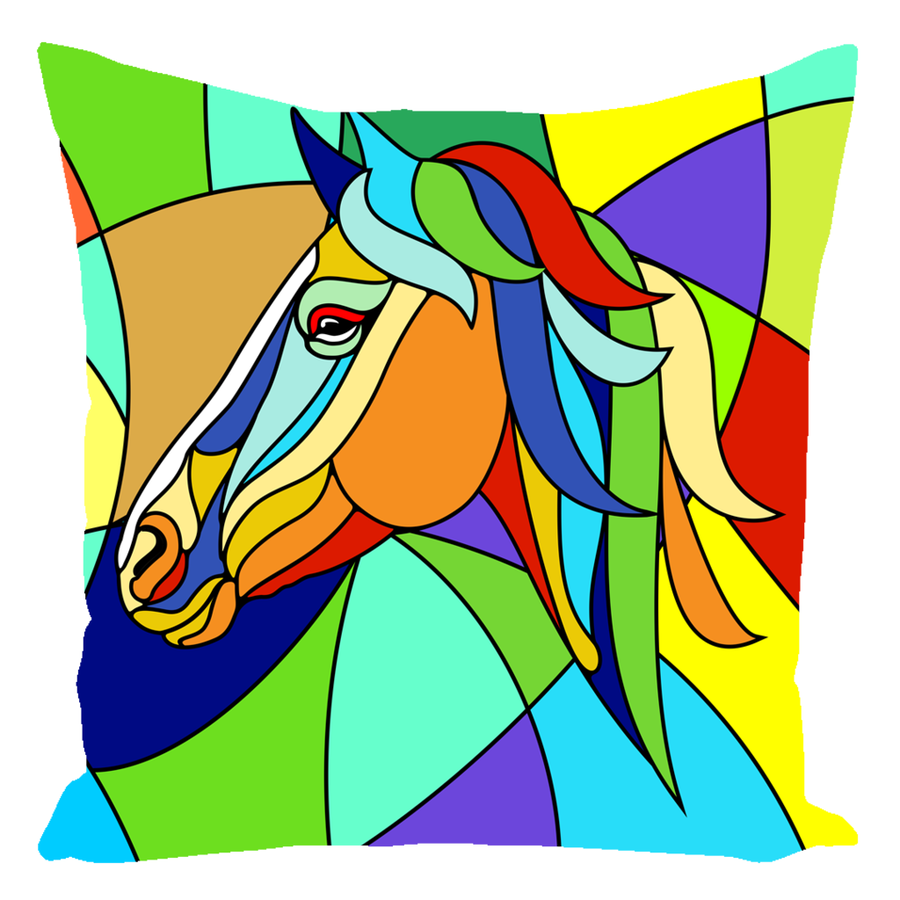 Stained Glass Horse Throw Pillows
