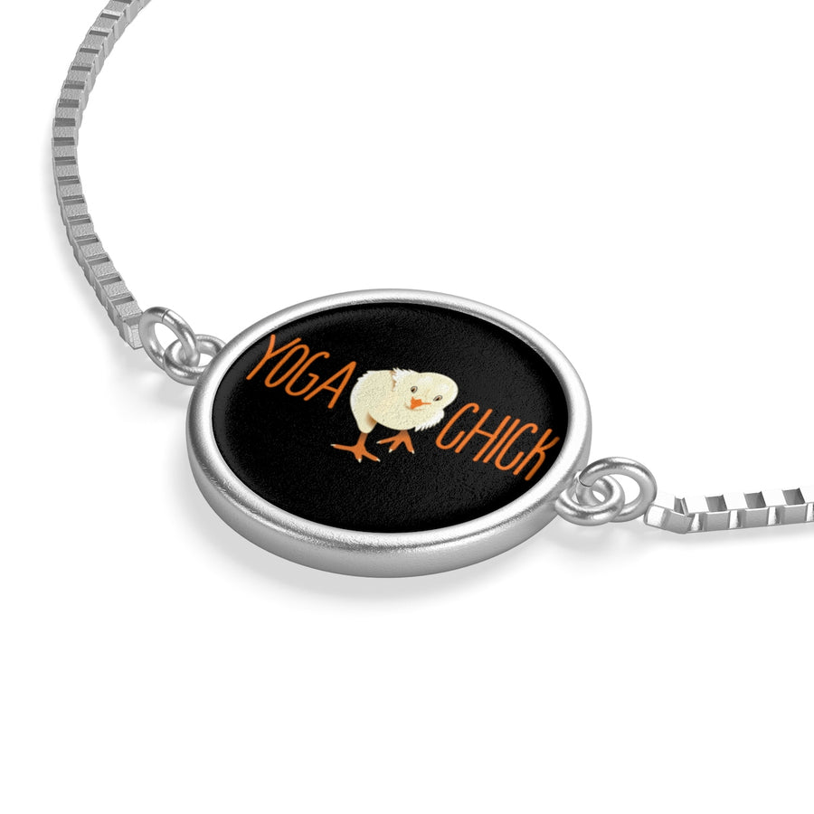 Yoga Chick Round Pendant Box Chain Bracelet