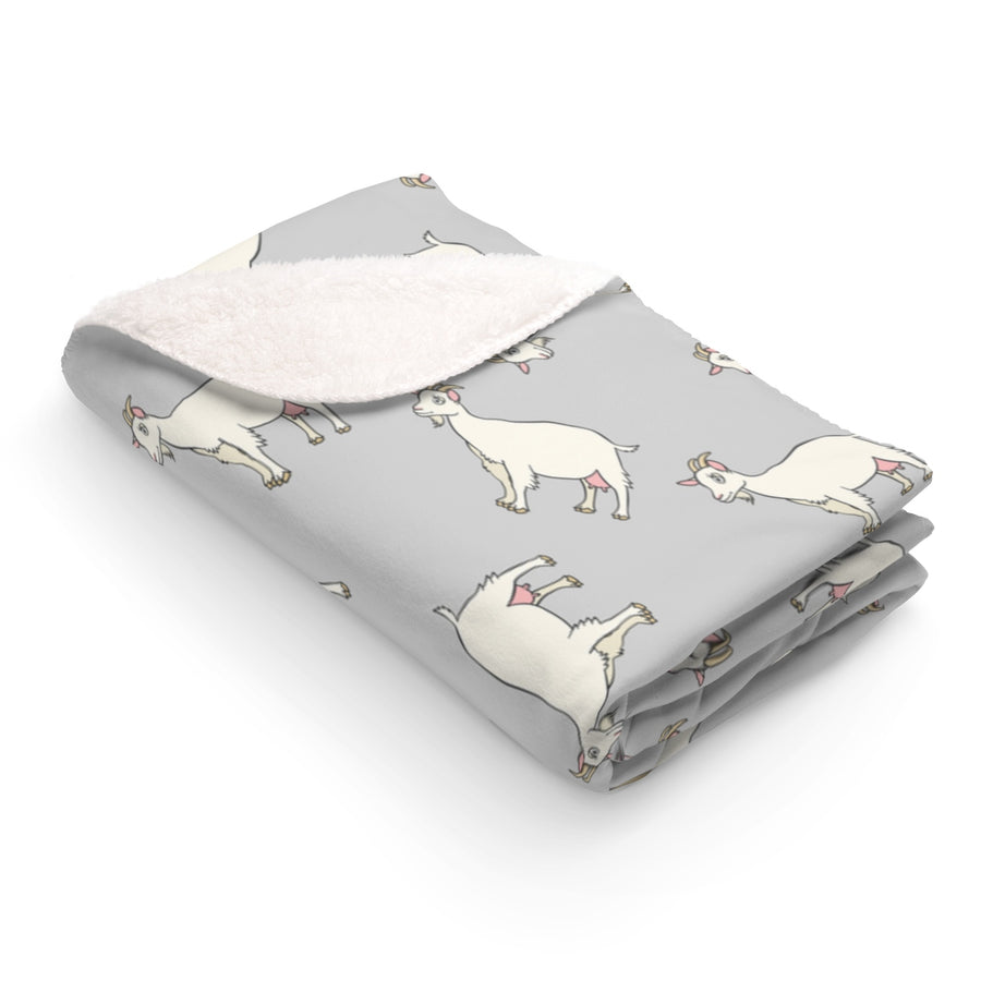 Dairy Goats Soft Grey Sherpa Fleece Blanket