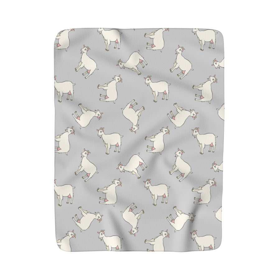 Dairy Goats Soft Grey Sherpa Fleece Blanket