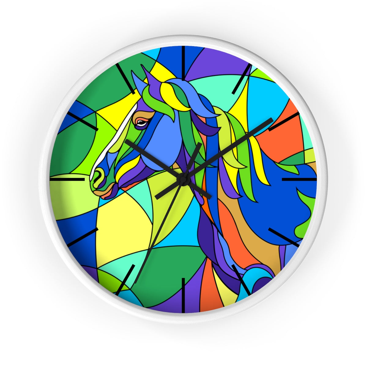 Stained Glass Horse Painting Wall clock