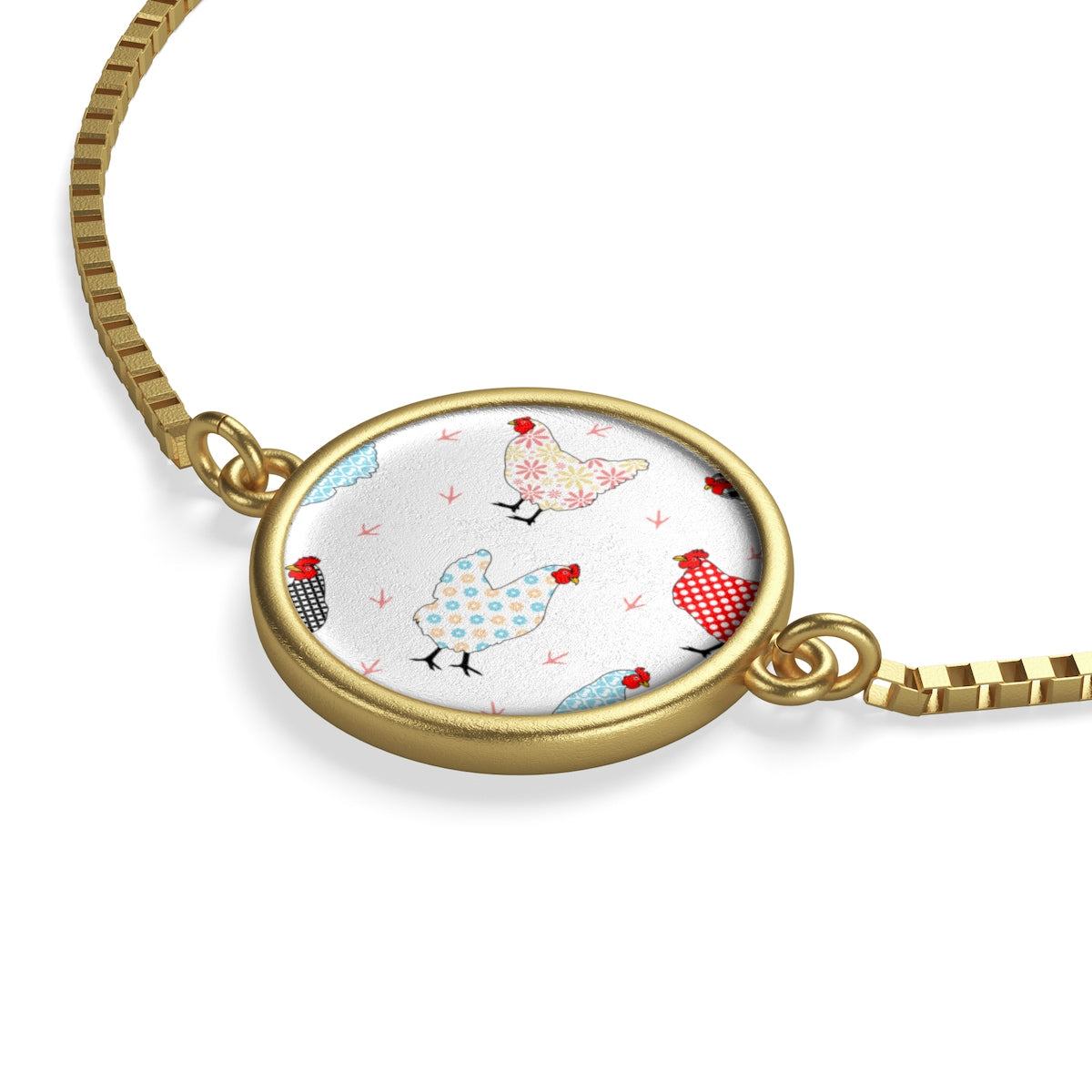 Gingham Hens Box Chain Bracelet