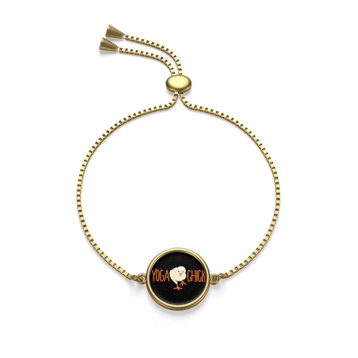 Yoga Chick Round Pendant Box Chain Bracelet