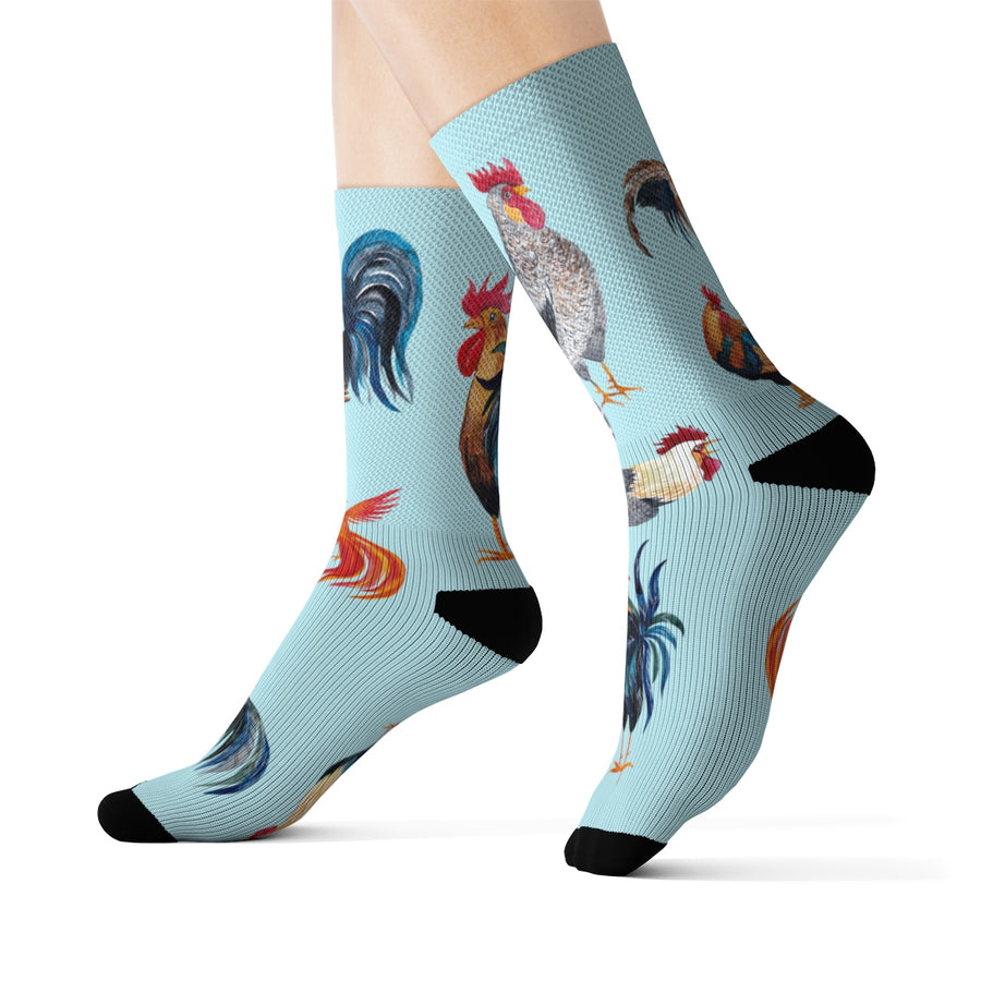 Rooster Socks - Blue