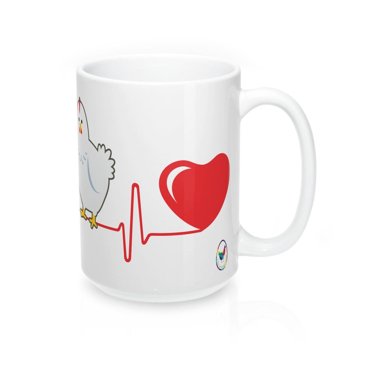 Heartbeat Hen Glossy White Coffee Mugs