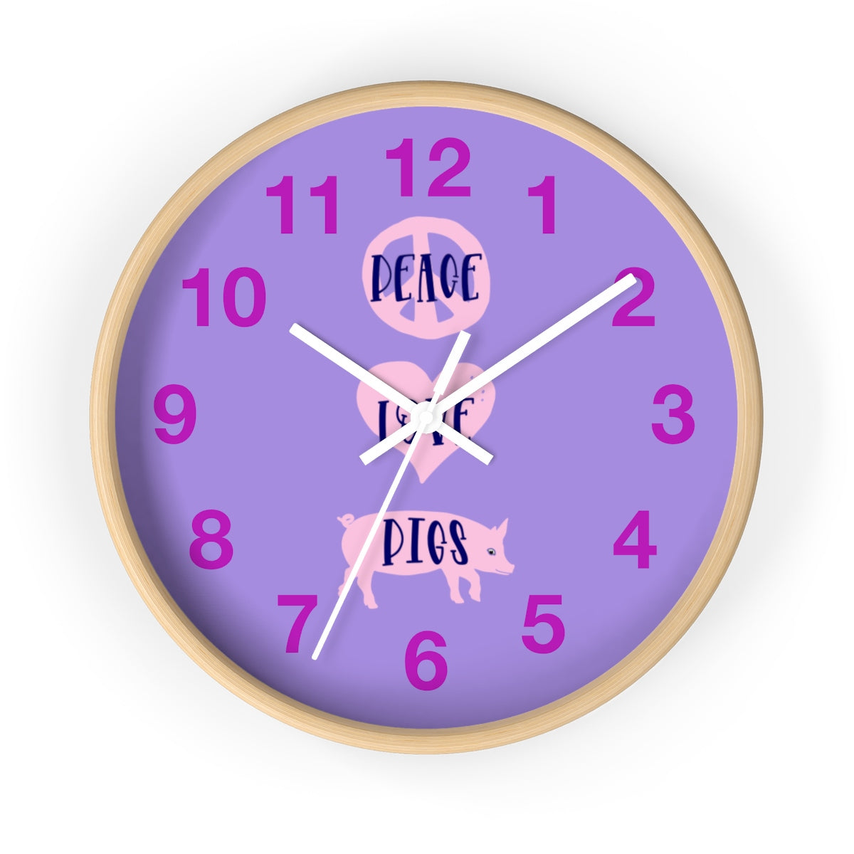 Peace Love Pigs Wall clock