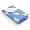 Dairy Goats Blue Sherpa Fleece Blanket
