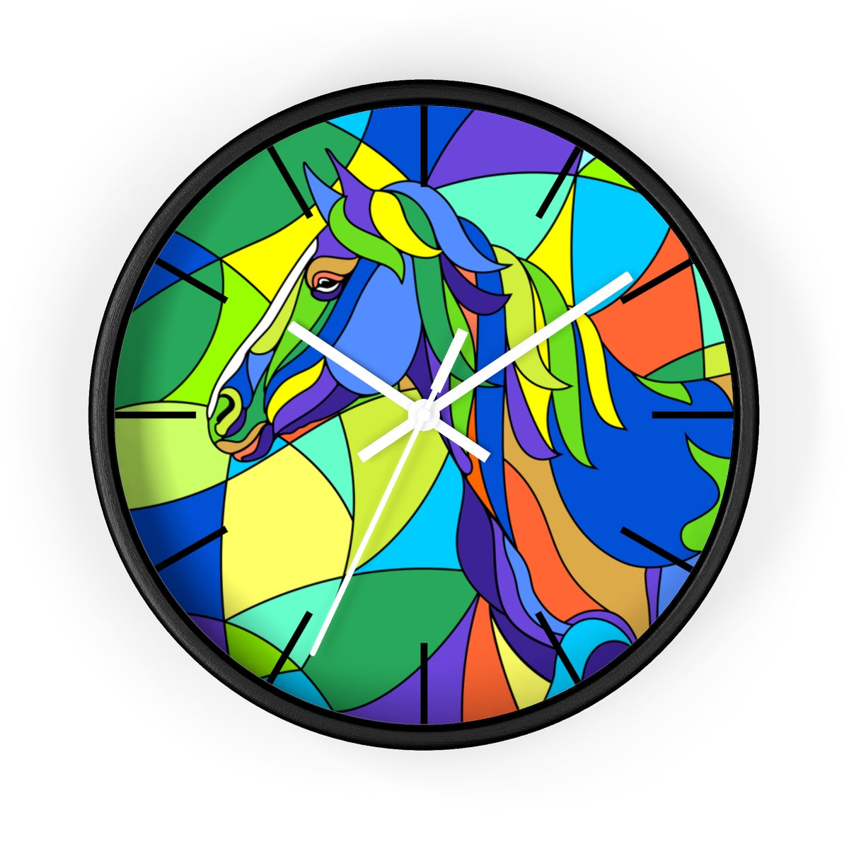 Stained Glass Horse Painting Wall clock