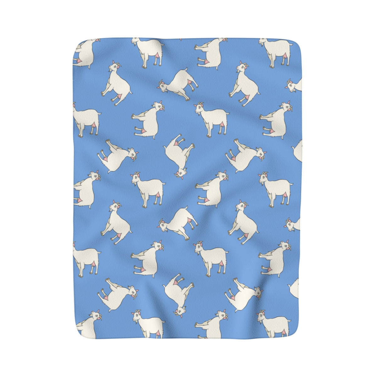 Dairy Goats Blue Sherpa Fleece Blanket
