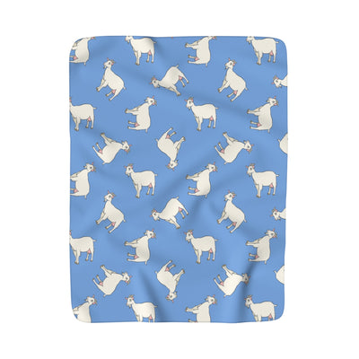 Dairy Goats Blue Sherpa Fleece Blanket