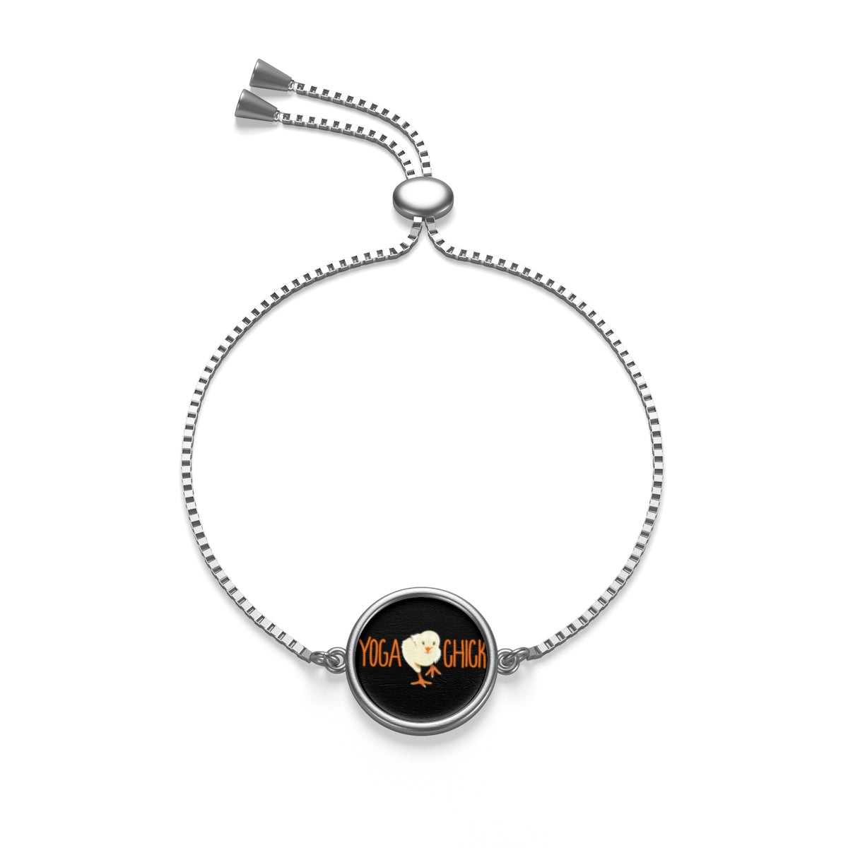 Yoga Chick Round Pendant Box Chain Bracelet