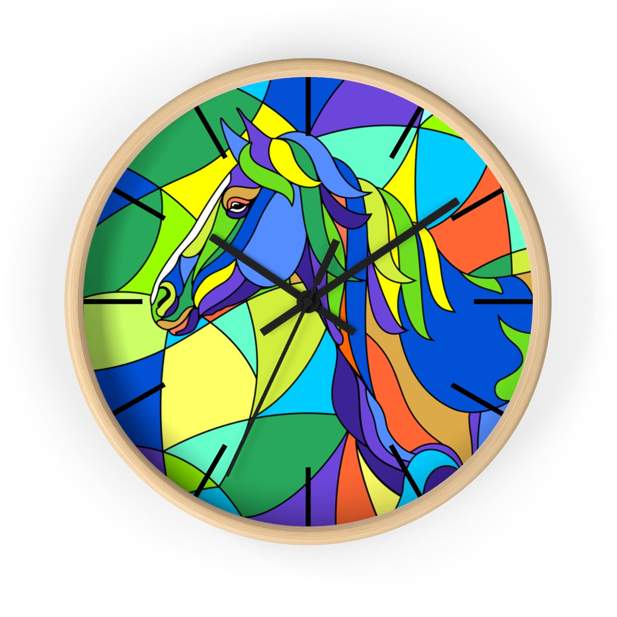 Stained Glass Horse Painting Wall clock