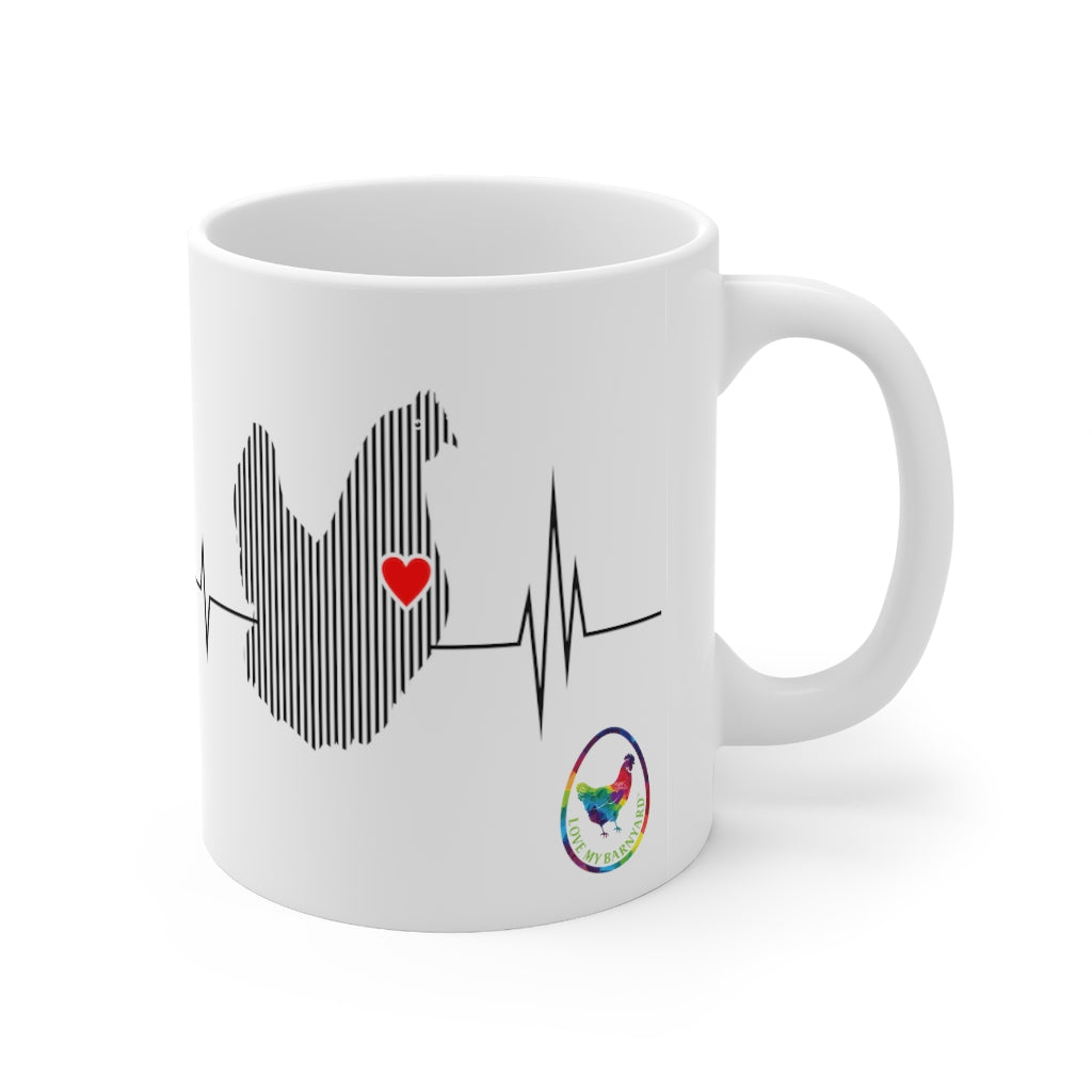 Heartbeat Hen Glossy White Coffee Mugs