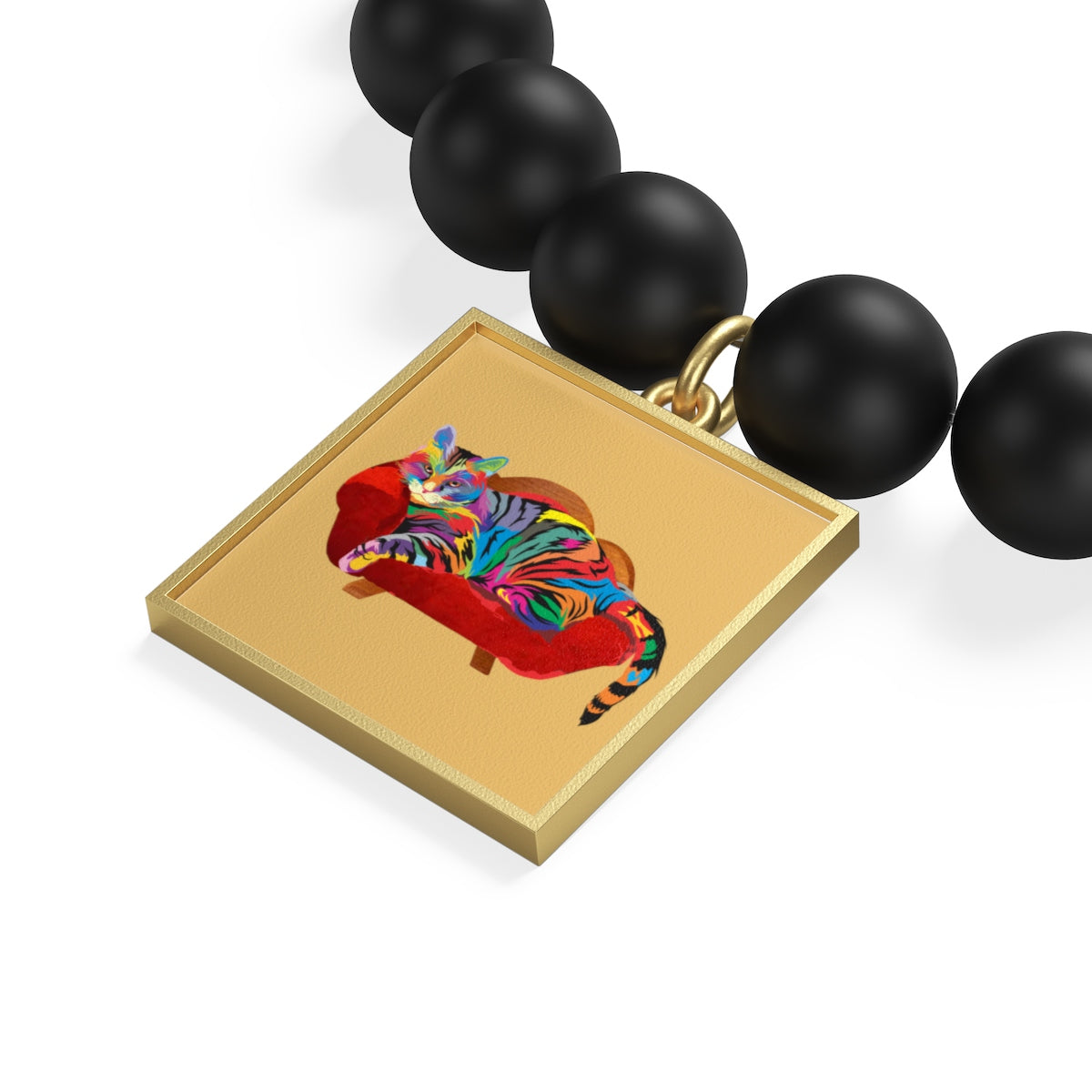 Painted Cool Cat Onyx Bracelet