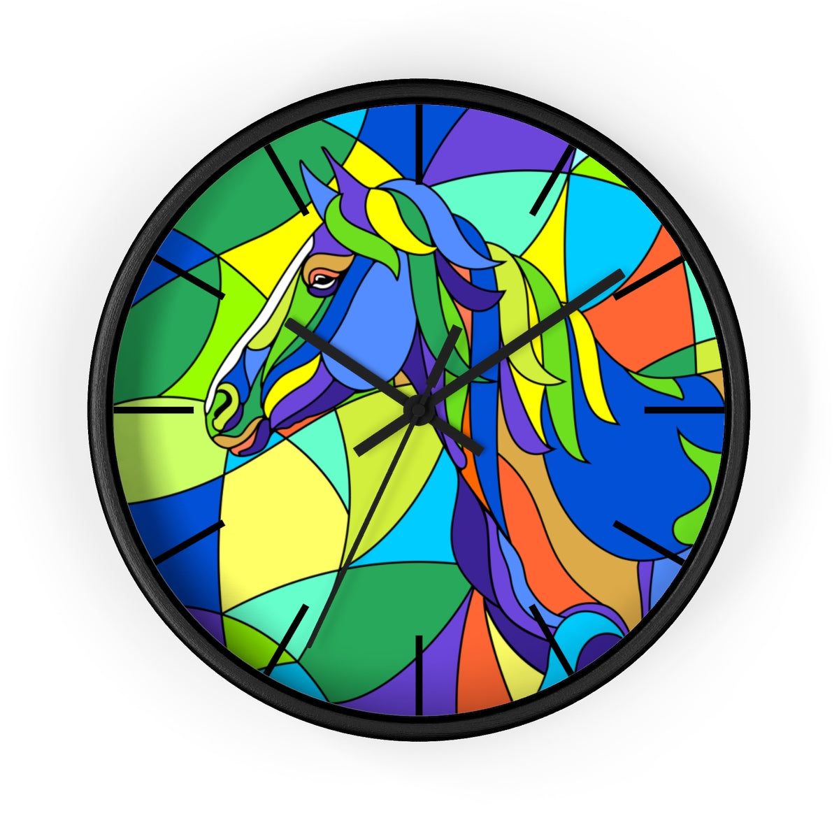 Stained Glass Horse Painting Wall clock