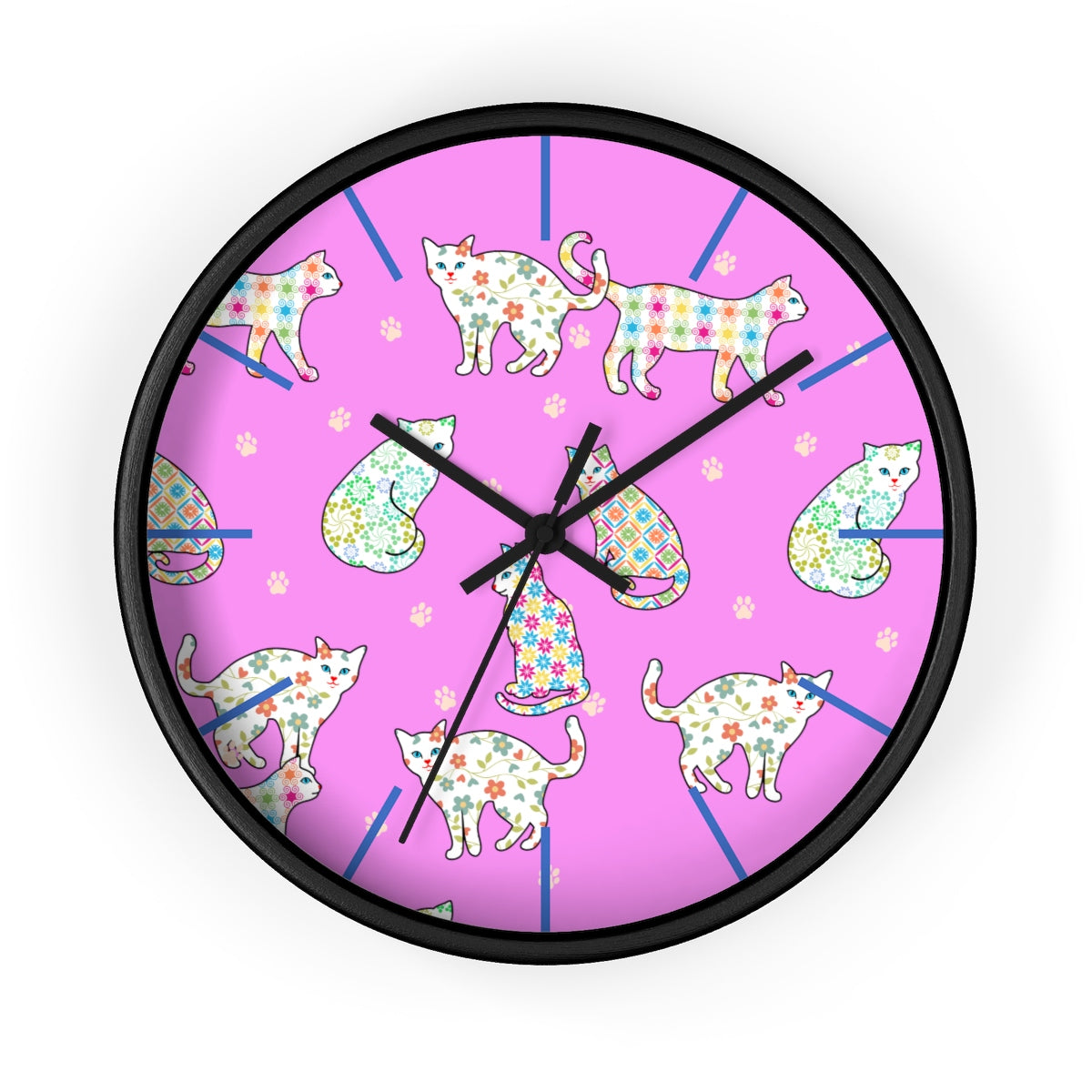 Gingham Classy Cats Wall clock