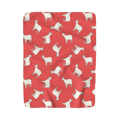 Dairy Goats Coral Sherpa Fleece Blanket