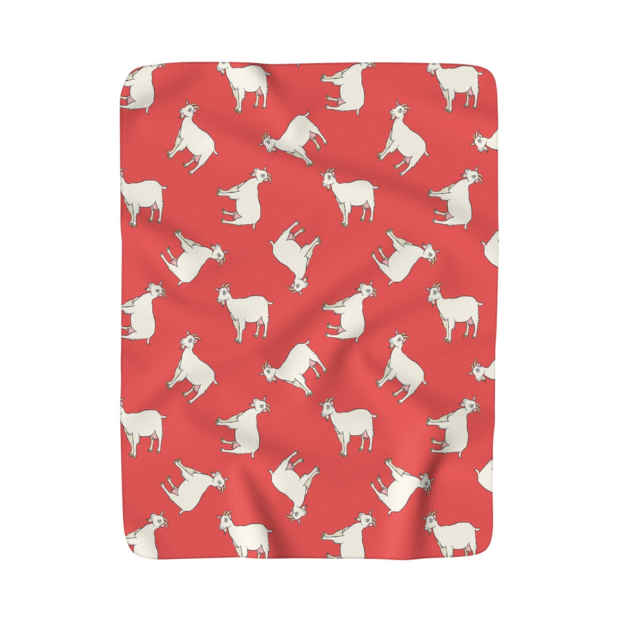 Dairy Goats Coral Sherpa Fleece Blanket