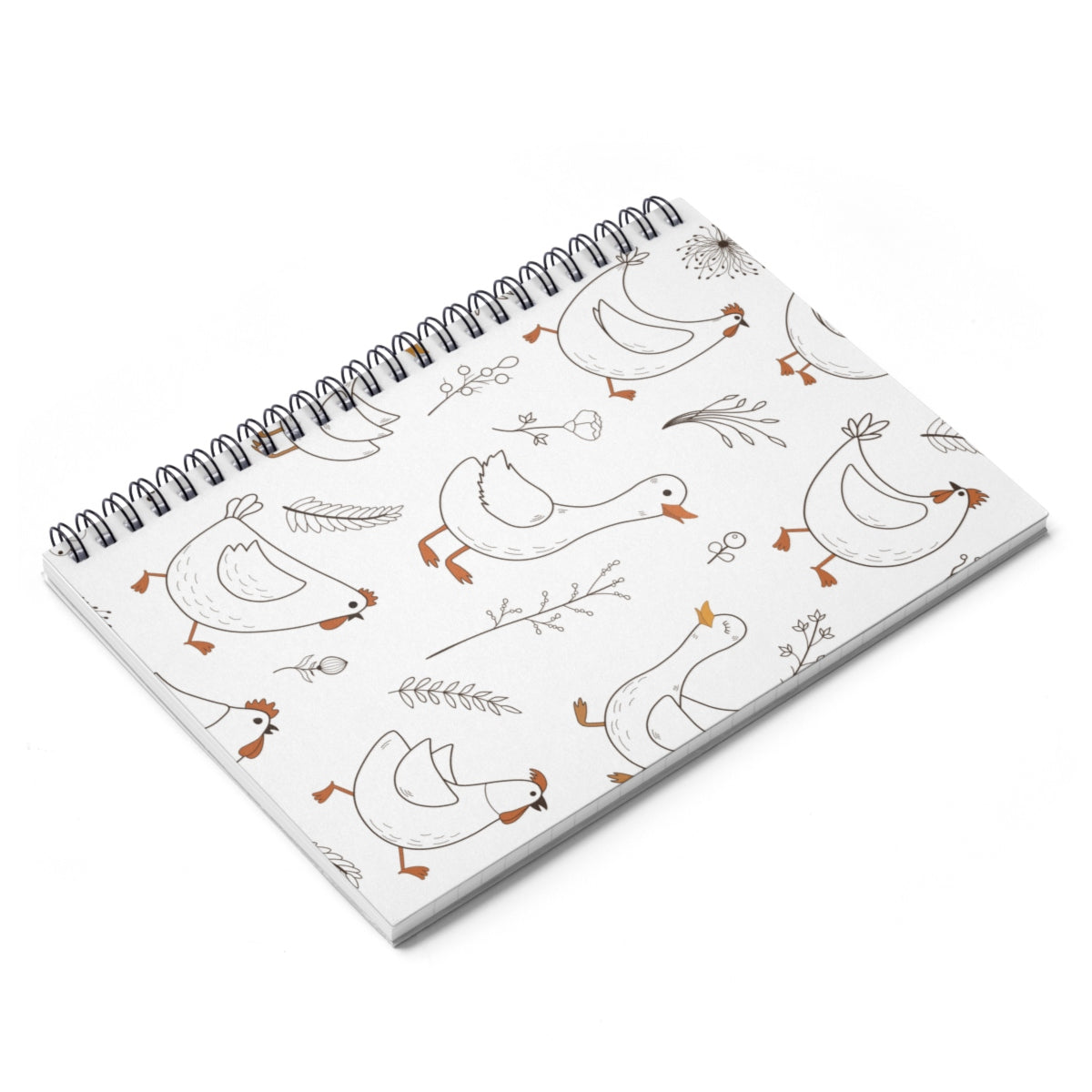 Happy Chickens & Ducks Spiral Notebook w Ruled Lines
