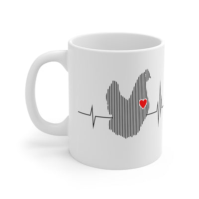 Heartbeat Hen Glossy White Coffee Mugs