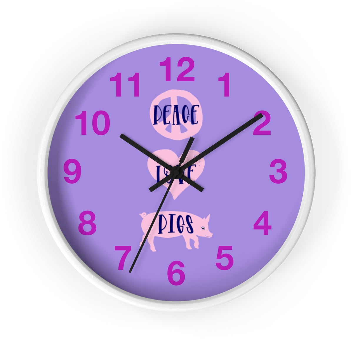 Peace Love Pigs Wall clock