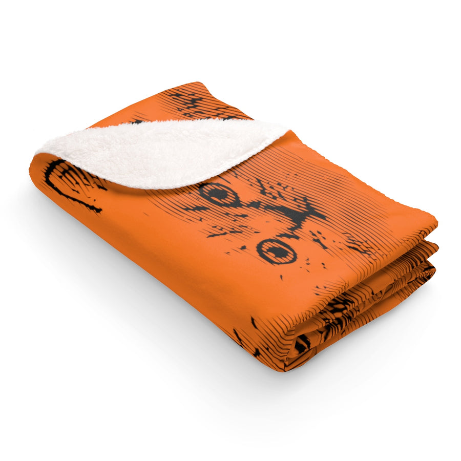 Cat Prints Sherpa Fleece Blanket - Orange