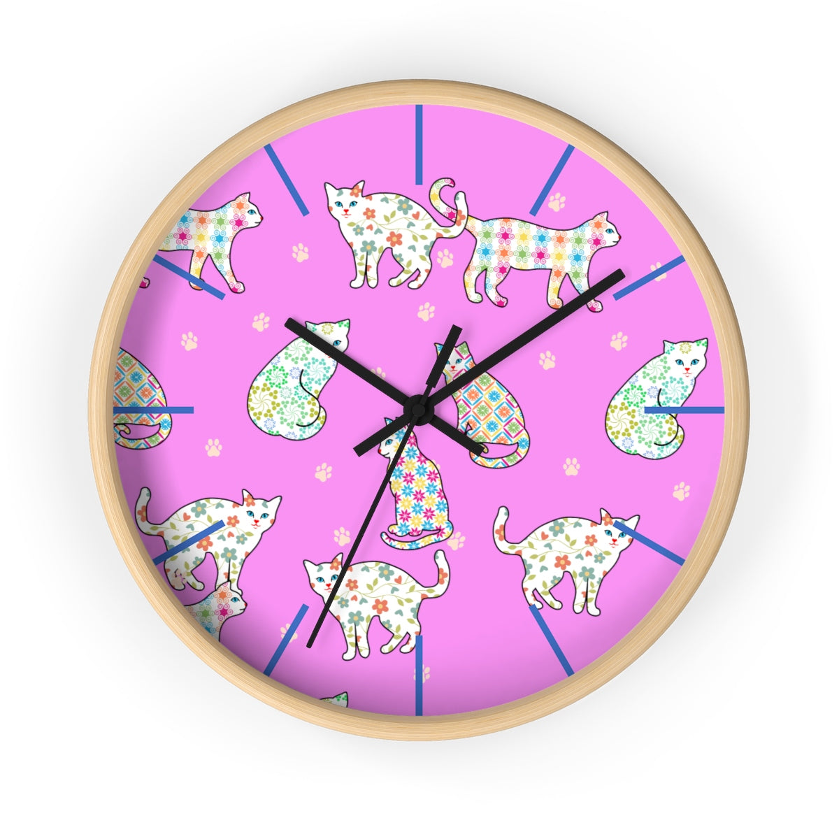 Gingham Classy Cats Wall clock