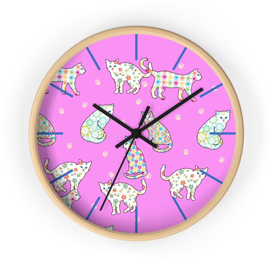 Gingham Classy Cats Wall clock