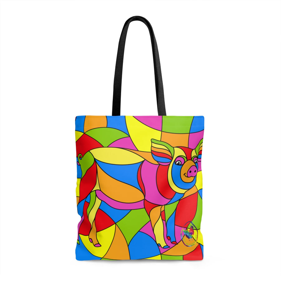 Stained Glass Pig Tote Bag