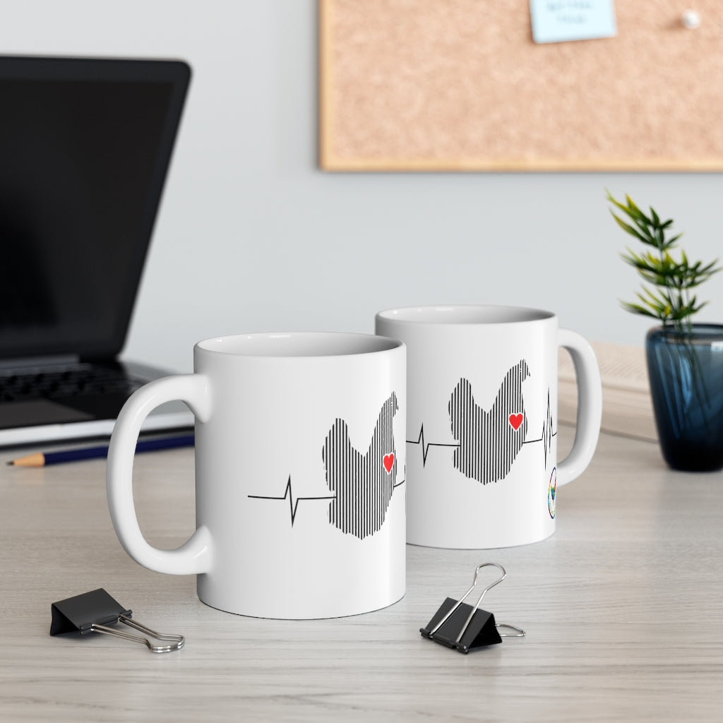Heartbeat Hen Glossy White Coffee Mugs