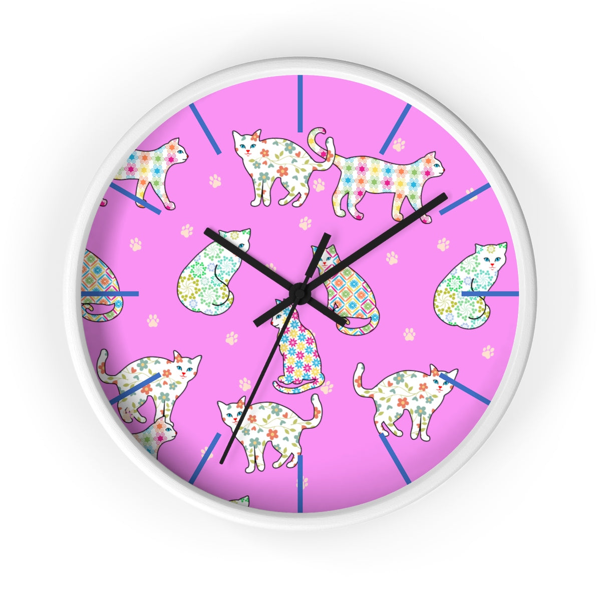 Gingham Classy Cats Wall clock