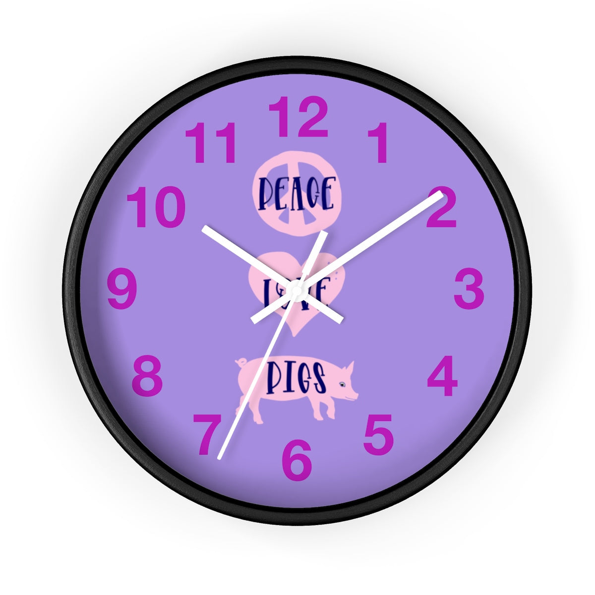 Peace Love Pigs Wall clock