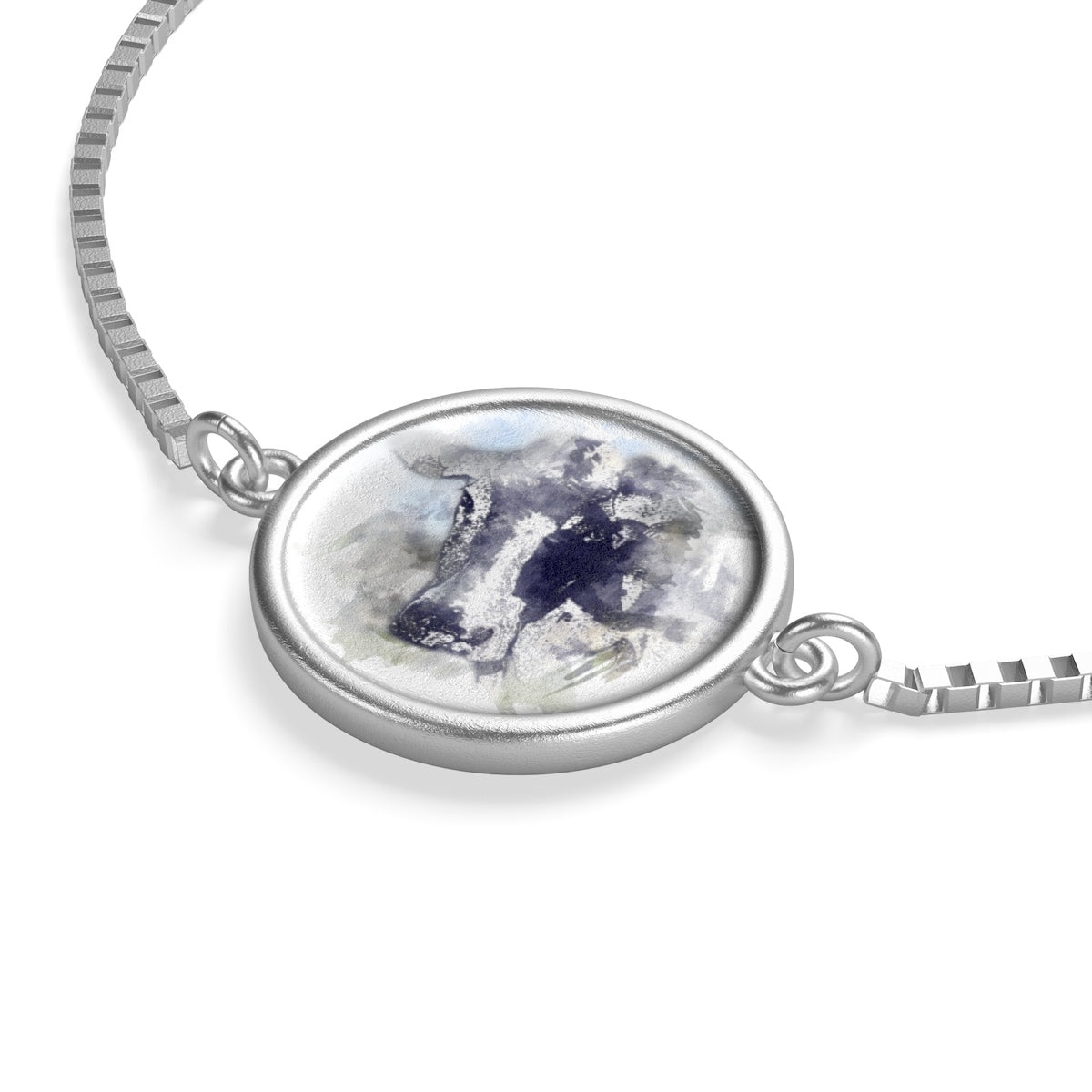 Watercolor Heifer Cow Box Chain Bracelet