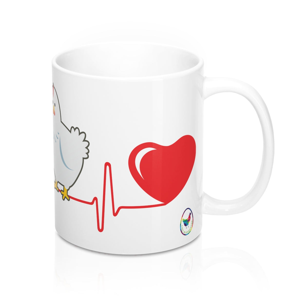 Heartbeat Hen Glossy White Coffee Mugs