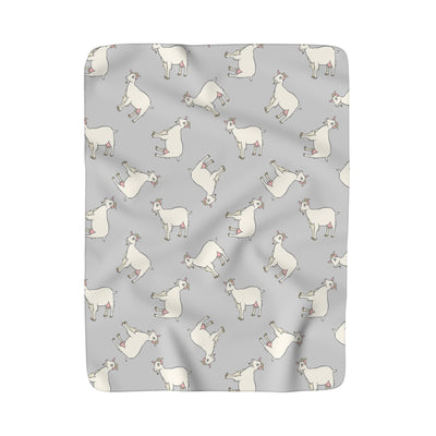 Dairy Goats Soft Grey Sherpa Fleece Blanket