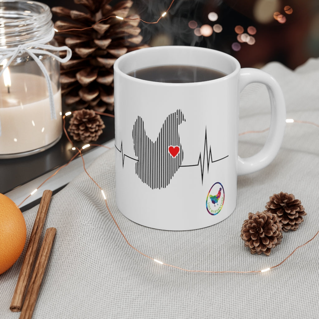 Heartbeat Hen Glossy White Coffee Mugs