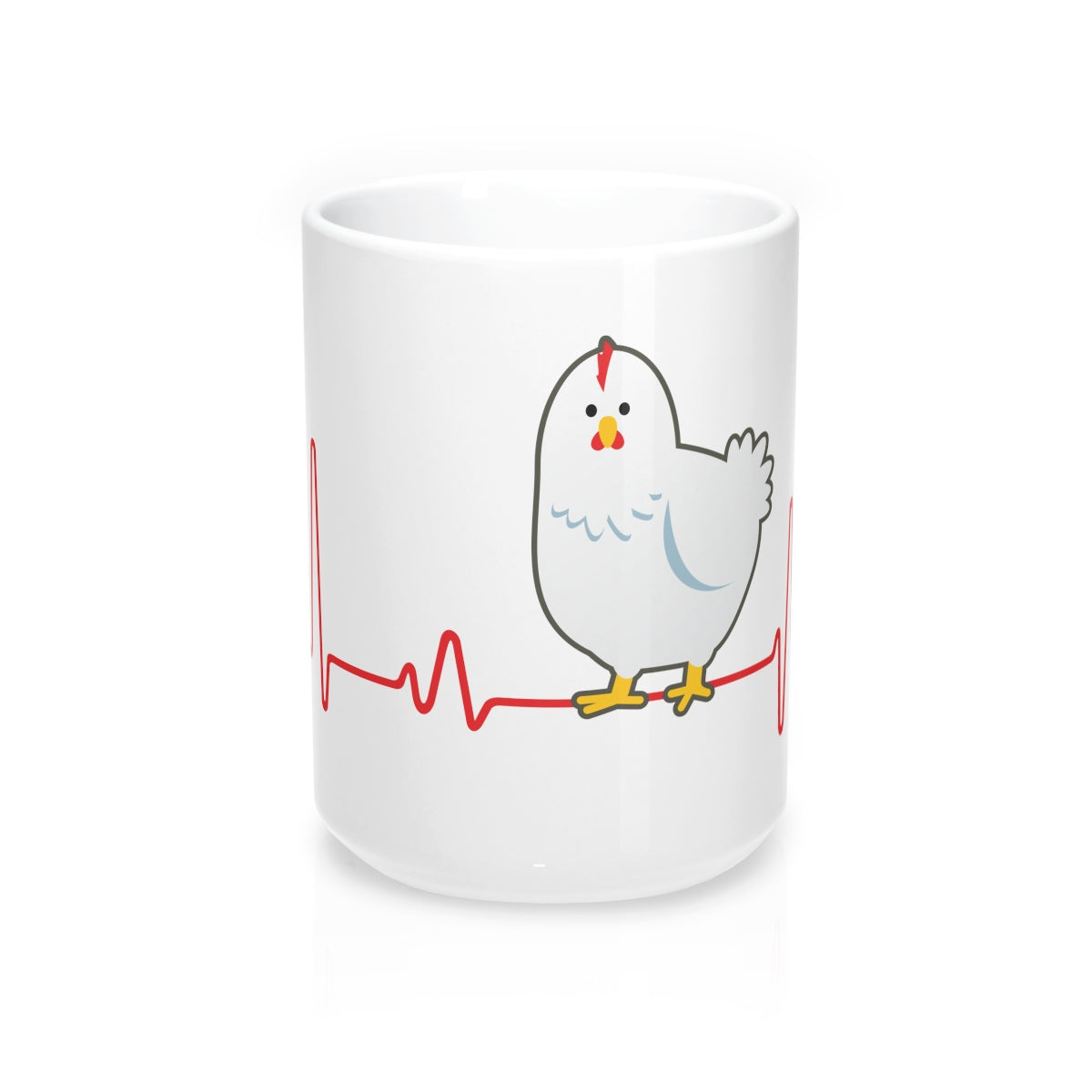Heartbeat Hen Glossy White Coffee Mugs