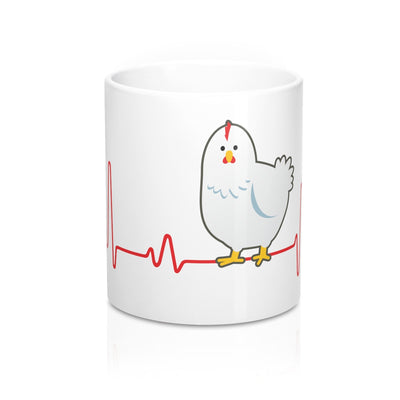 Heartbeat Hen Glossy White Coffee Mugs