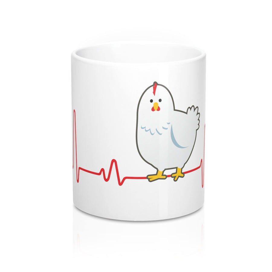 Heartbeat Hen Glossy White Coffee Mugs