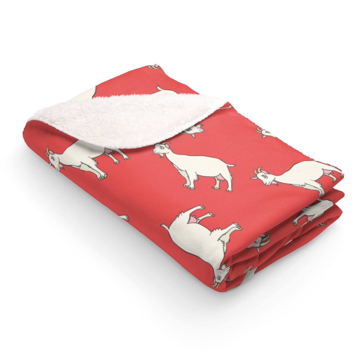Dairy Goats Coral Sherpa Fleece Blanket