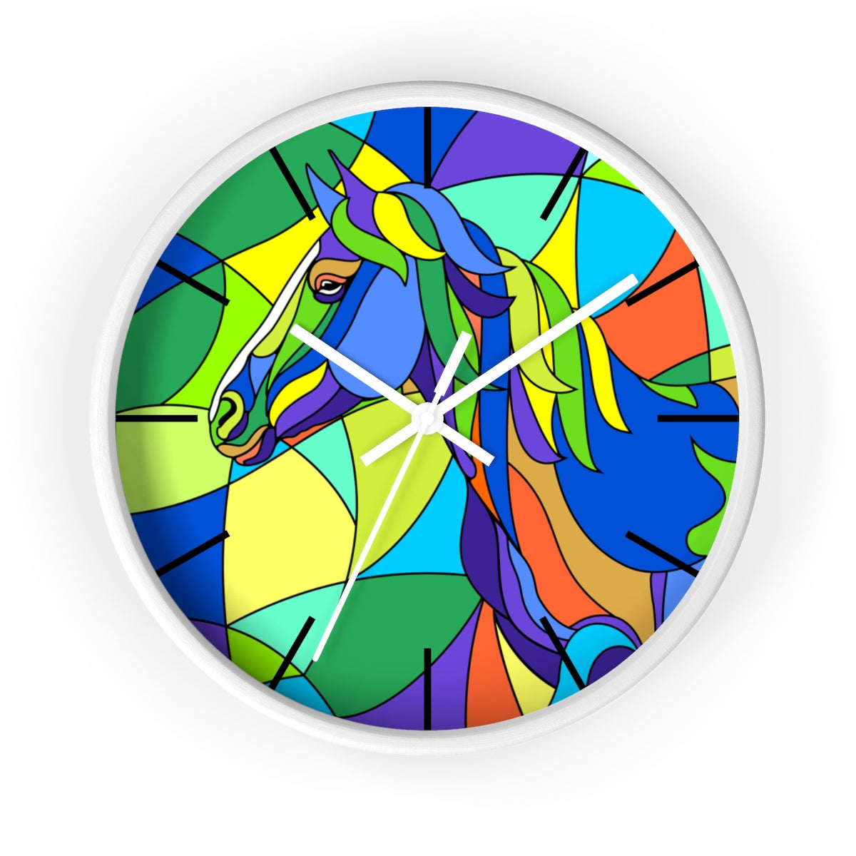 Stained Glass Horse Painting Wall clock
