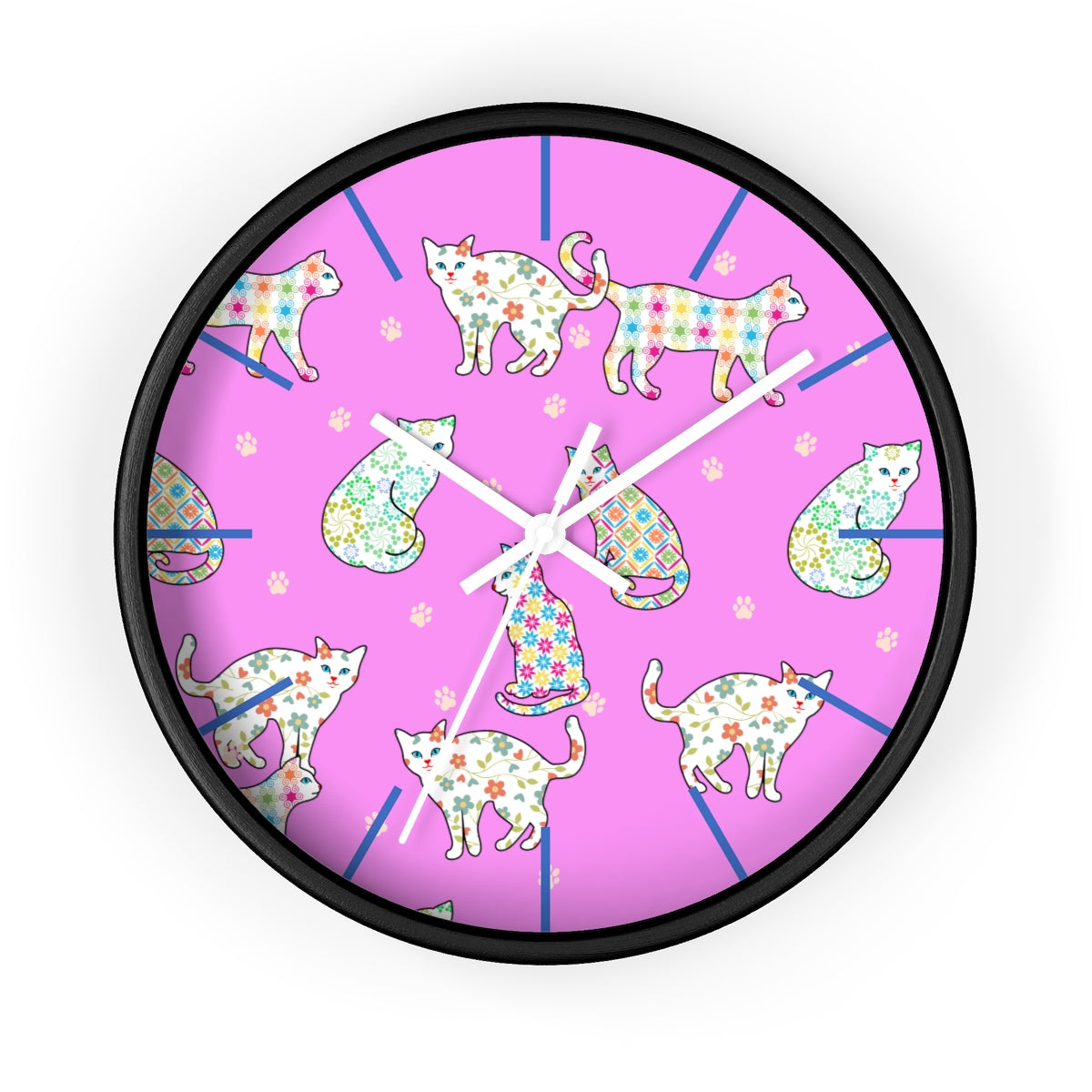 Gingham Classy Cats Wall clock