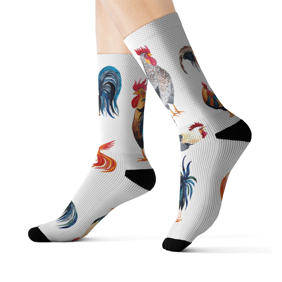Rooster Socks - White