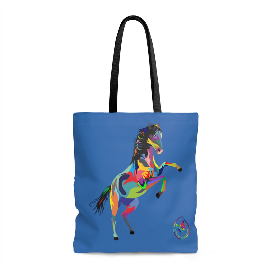 Painted Horse Blue Tote Bag