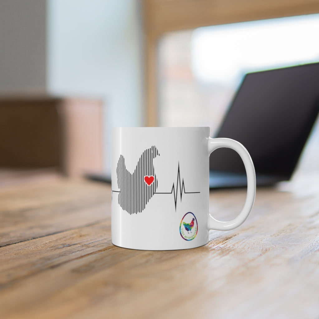 Heartbeat Hen Glossy White Coffee Mugs
