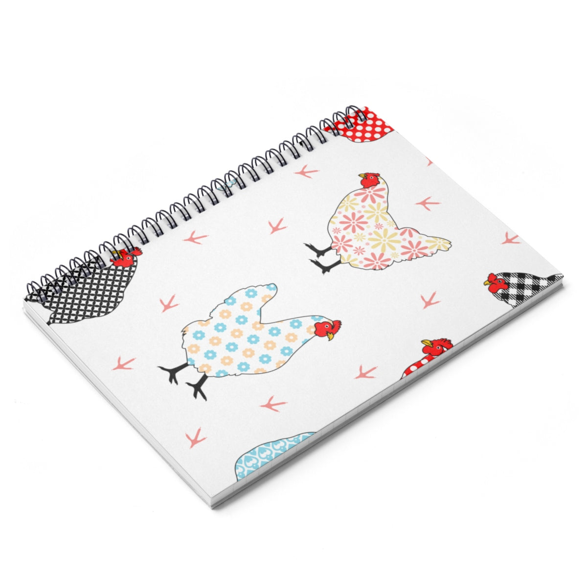 Gingham Hens Spiral Notebook w Ruled Lines