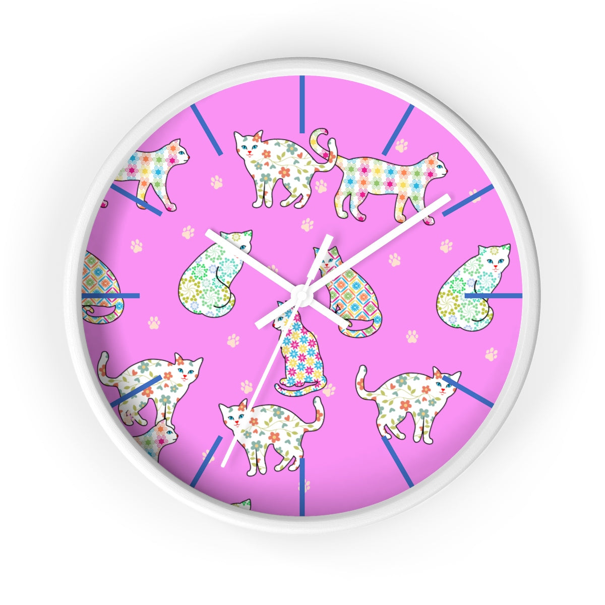 Gingham Classy Cats Wall clock