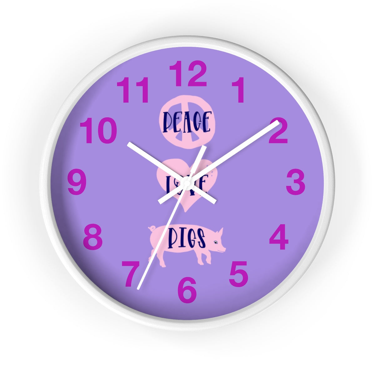 Peace Love Pigs Wall clock