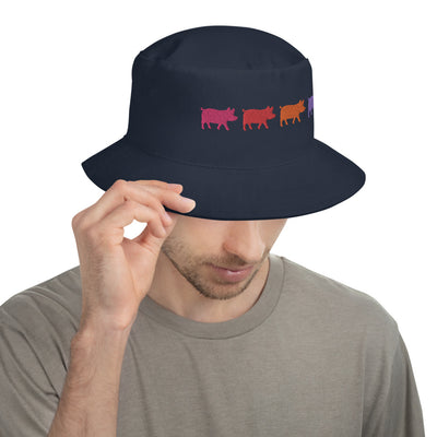 Pig silhouettes Embroidered Bucket Hat