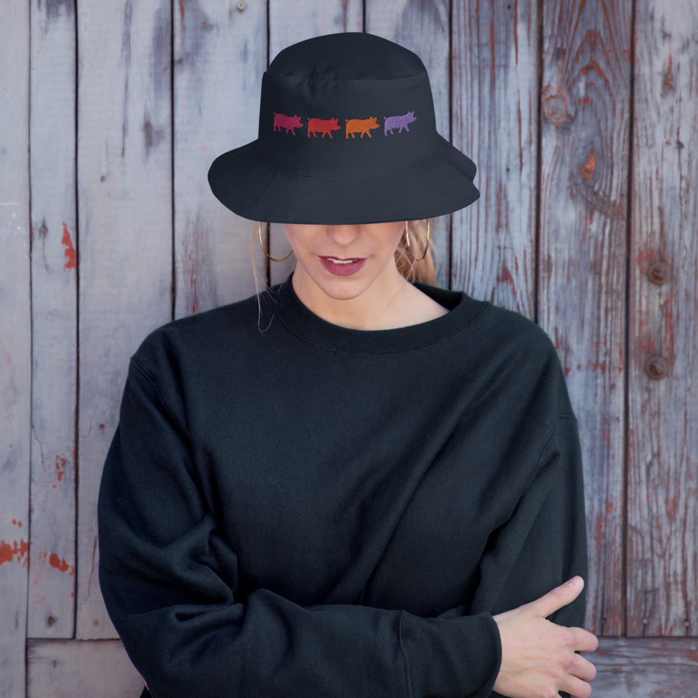 Pig silhouettes Embroidered Bucket Hat